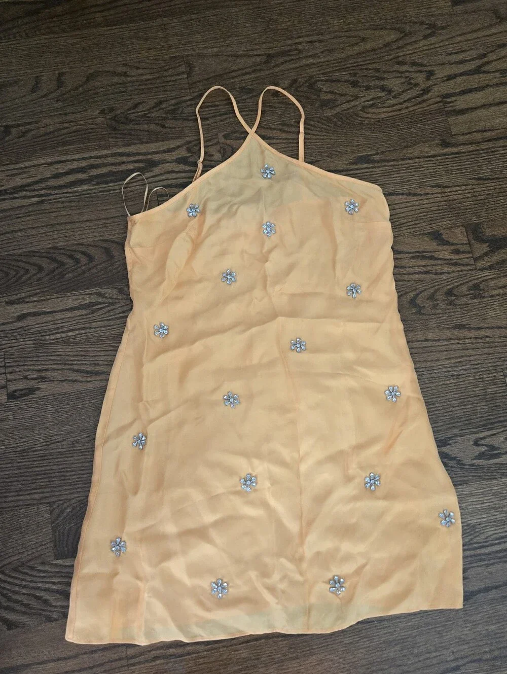 NWT Jcrew Embellished Orange Slip Dress with Floral Jewels